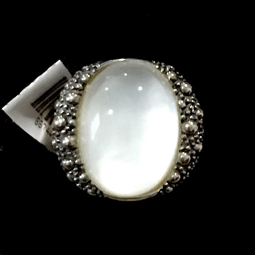 MICHAEL DAWKINS Starry Night Sterling Silver Mother of Pearl Doublet Ring 9-3/4